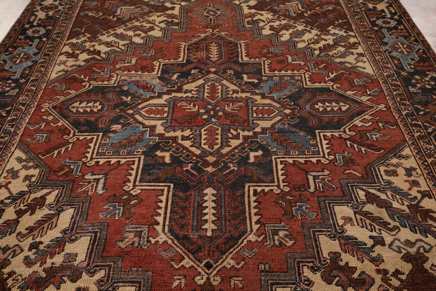 Pre-1900 Antique Heris Serapi Persian Area Rug 7x10