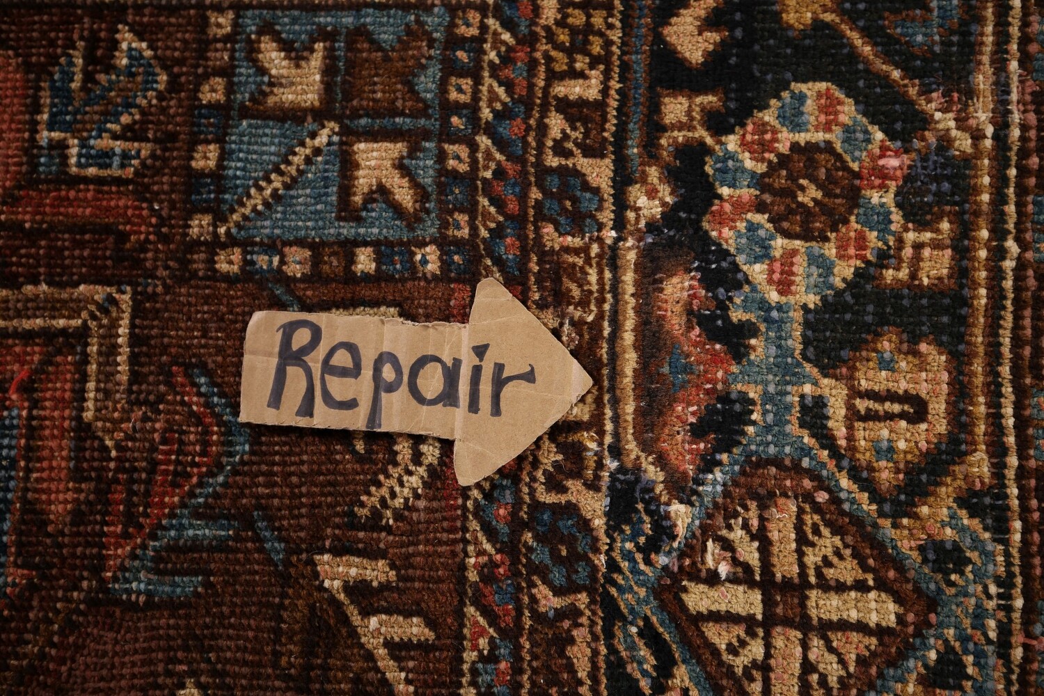 Pre-1900 Antique Heris Serapi Persian Area Rug 7x10