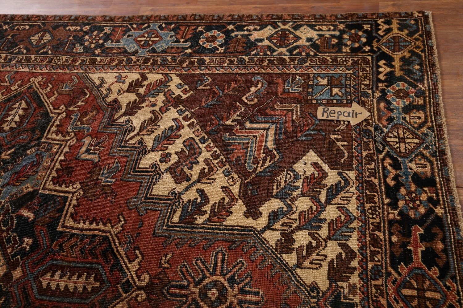 Pre-1900 Antique Heris Serapi Persian Area Rug 7x10