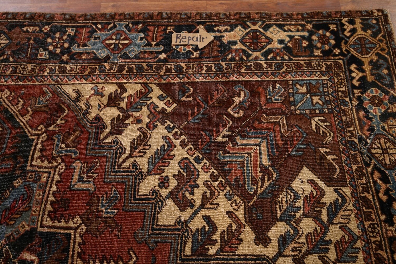 Pre-1900 Antique Heris Serapi Persian Area Rug 7x10