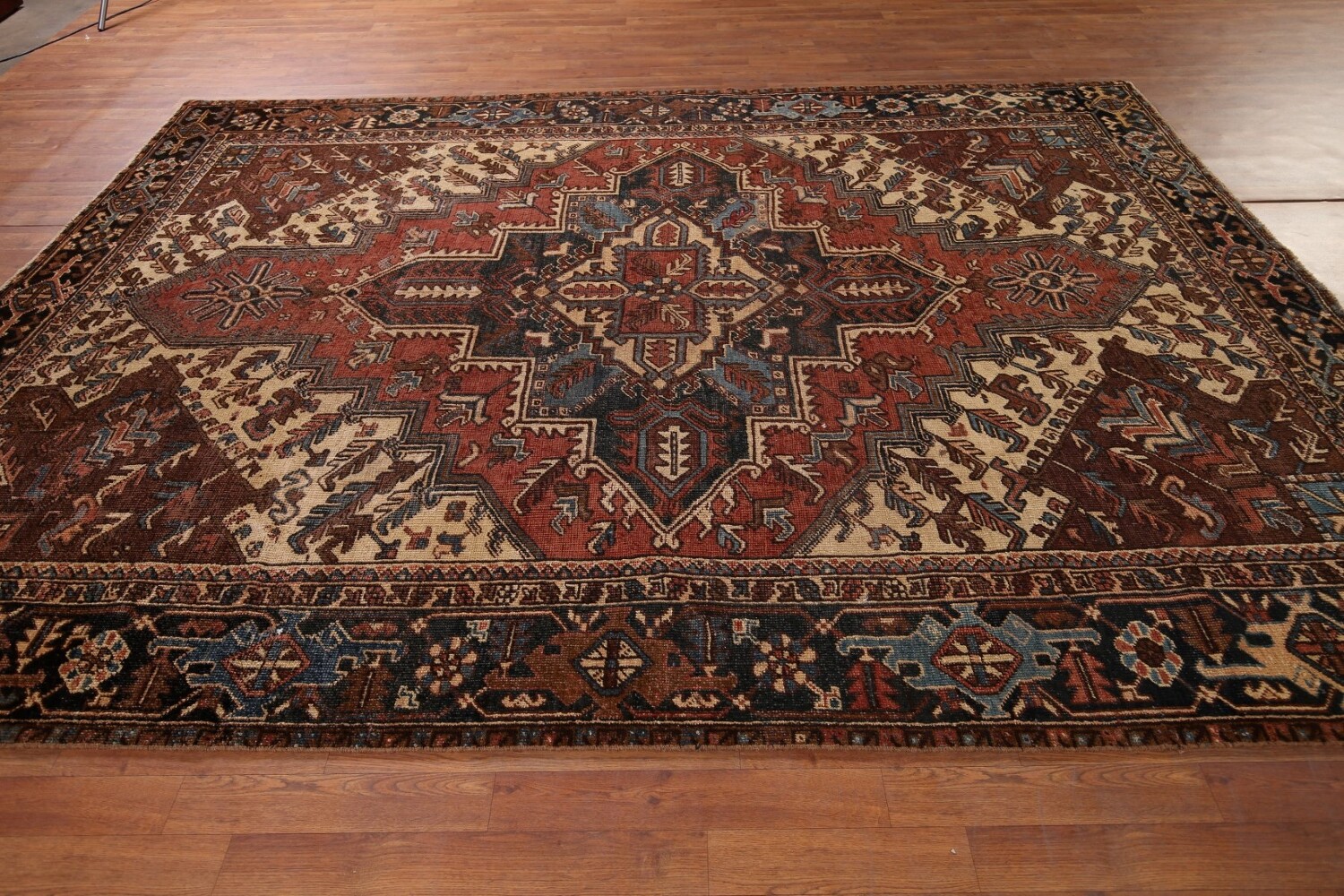 Pre-1900 Antique Heris Serapi Persian Area Rug 7x10