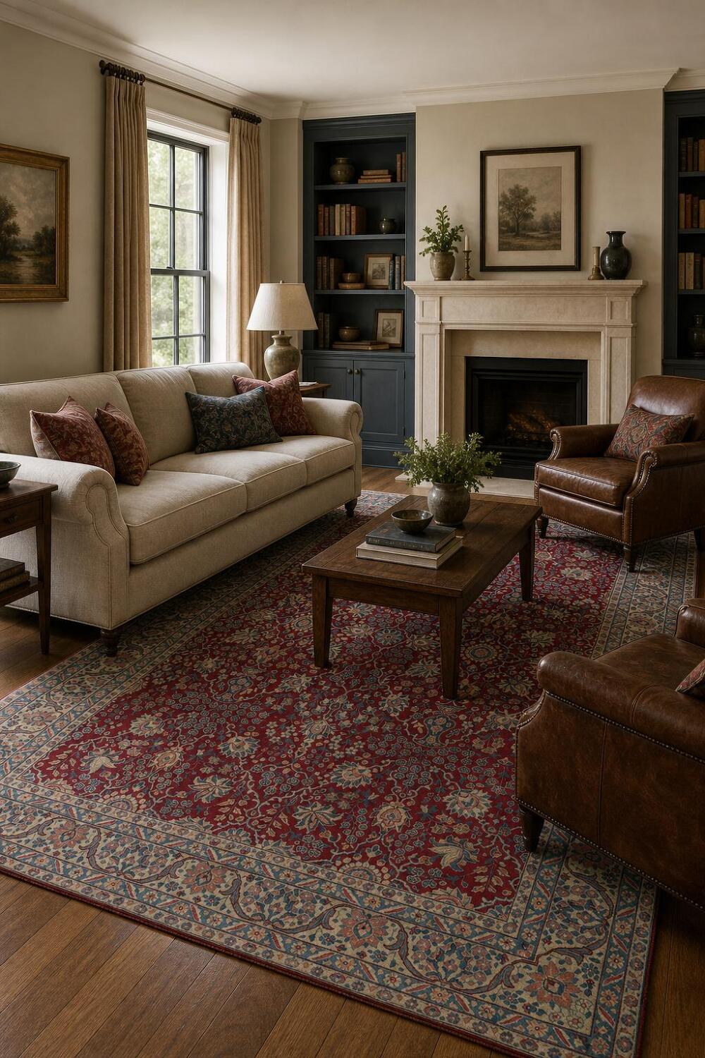 Vegetable Dye Floral Yazd Persian Area Rug 7x10