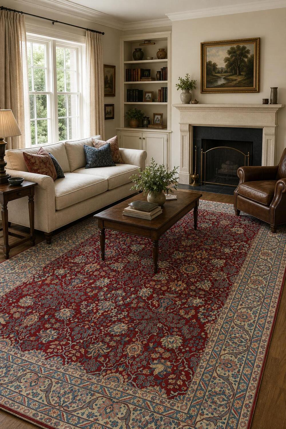 Vegetable Dye Floral Yazd Persian Area Rug 7x10