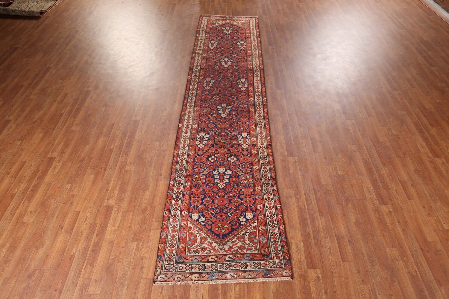 Antique Orange & Blue Malayer Persian Runner Rug 3x13