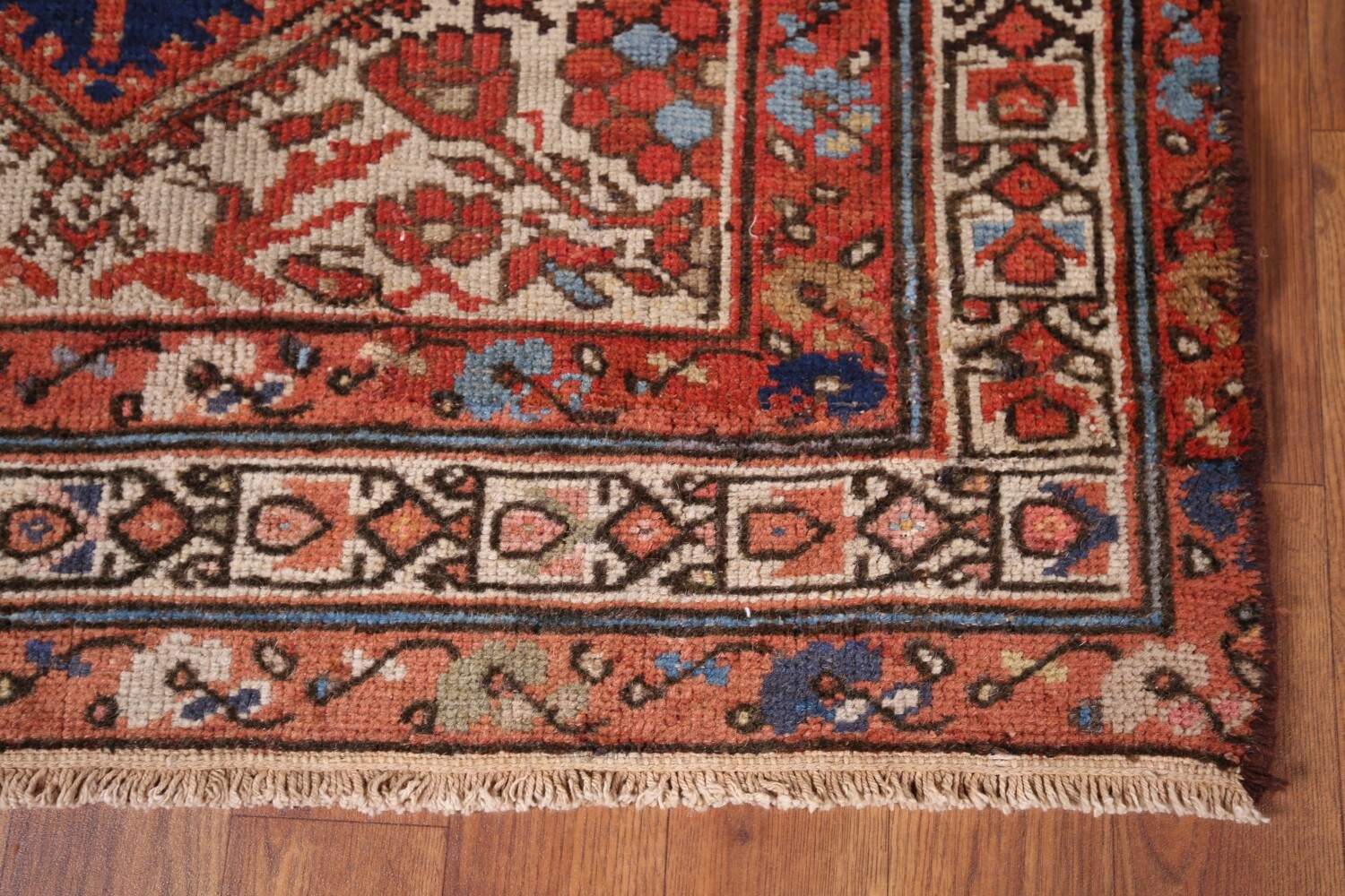 Antique Orange & Blue Malayer Persian Runner Rug 3x13