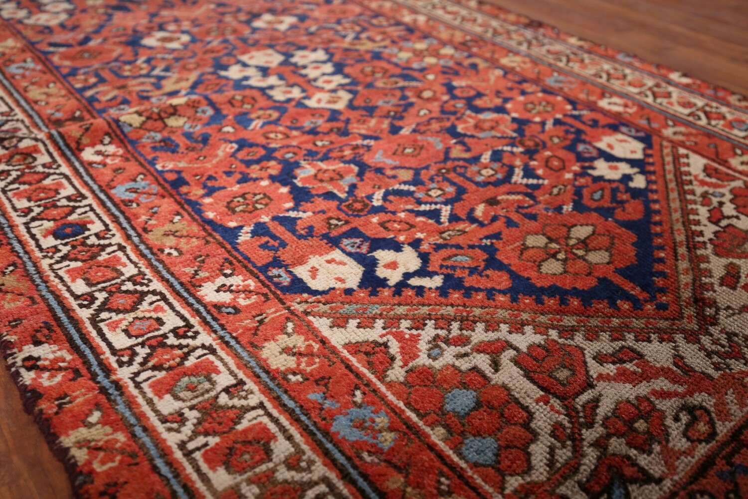 Antique Orange & Blue Malayer Persian Runner Rug 3x13