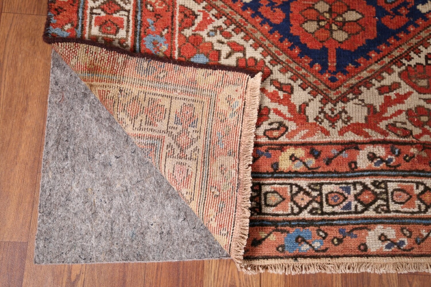 Antique Orange & Blue Malayer Persian Runner Rug 3x13