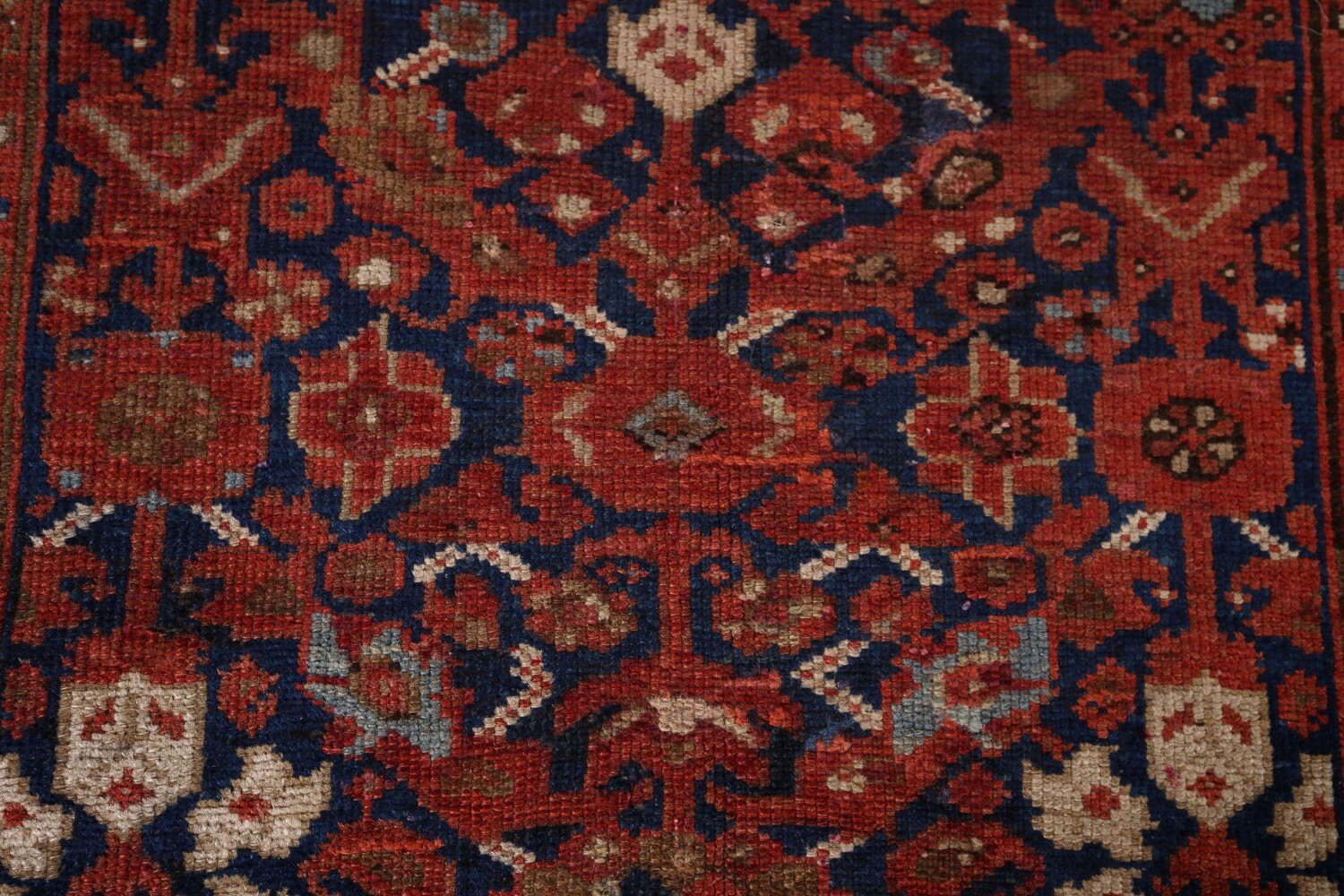 Antique Orange & Blue Malayer Persian Runner Rug 3x13