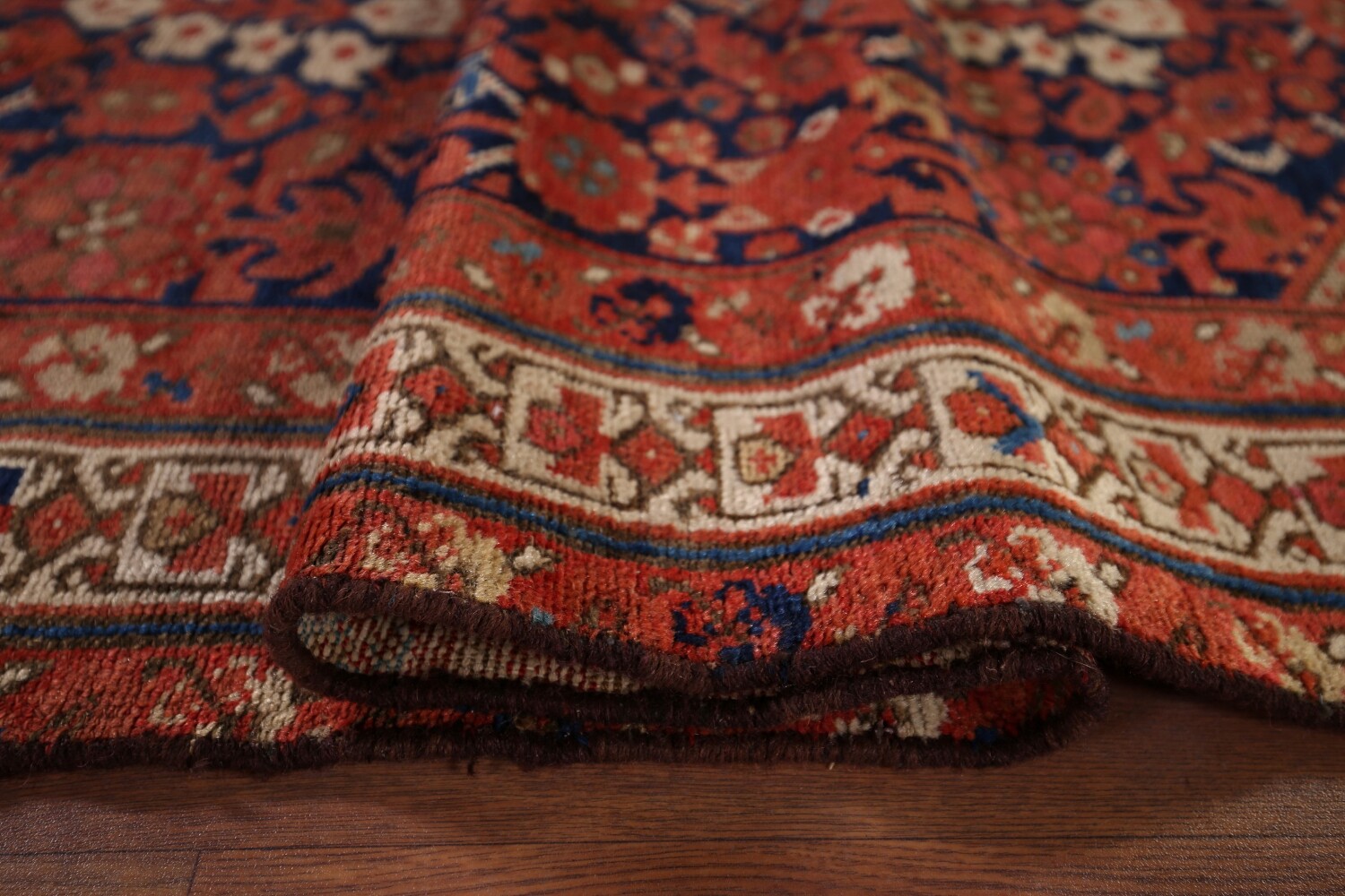 Antique Orange & Blue Malayer Persian Runner Rug 3x13