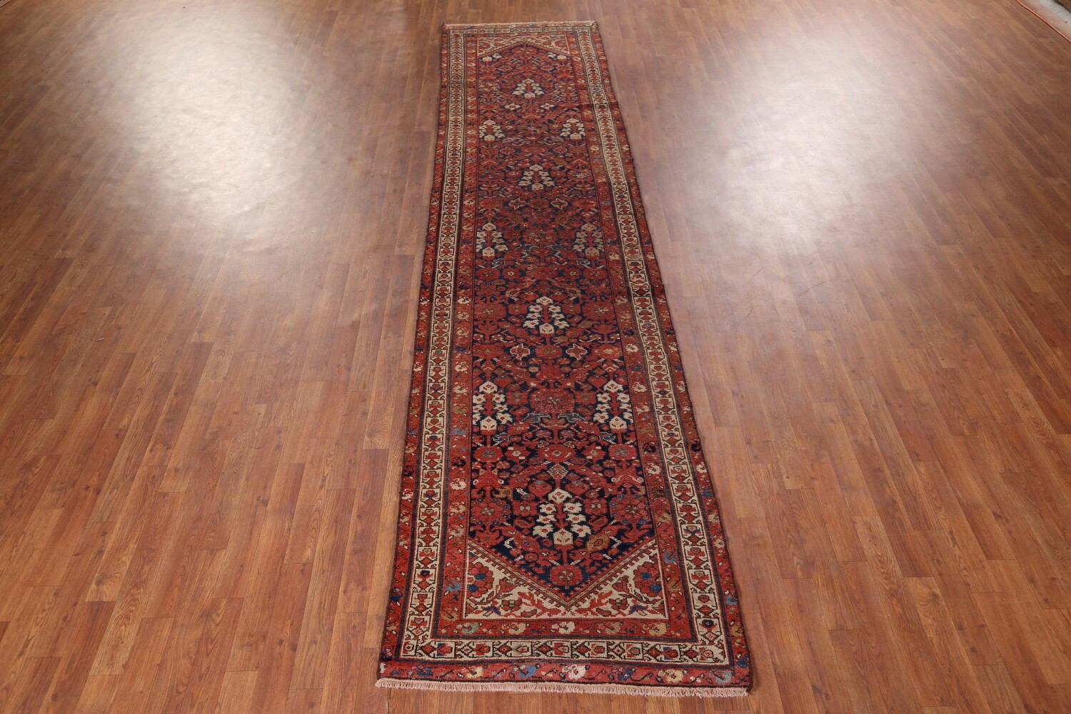 Antique Orange & Blue Malayer Persian Runner Rug 3x13