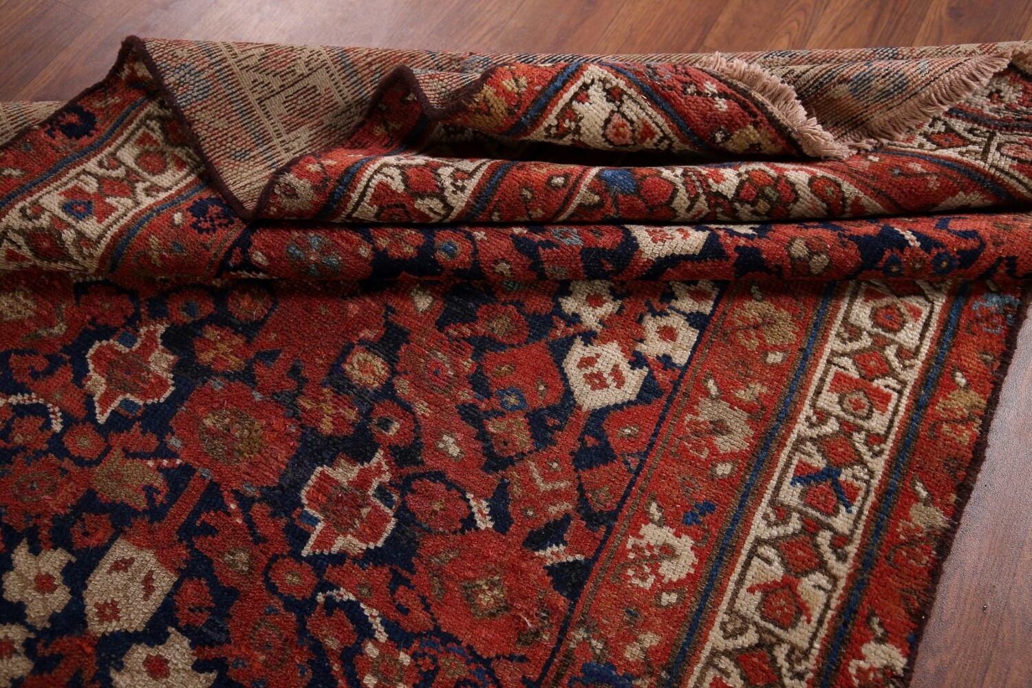 Antique Orange & Blue Malayer Persian Runner Rug 3x13