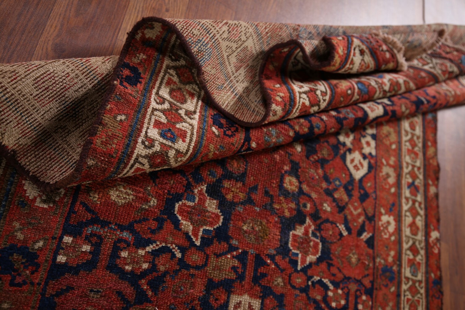 Antique Orange & Blue Malayer Persian Runner Rug 3x13