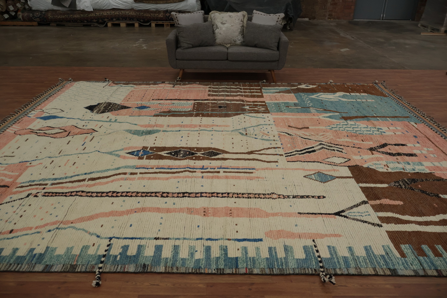 Earth Tone Wool Moroccan Large Modern Rug 12x15