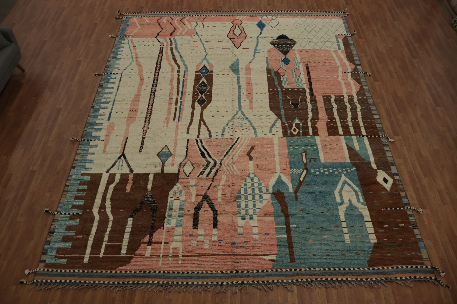 Earth Tone Wool Moroccan Large Modern Rug 12x15