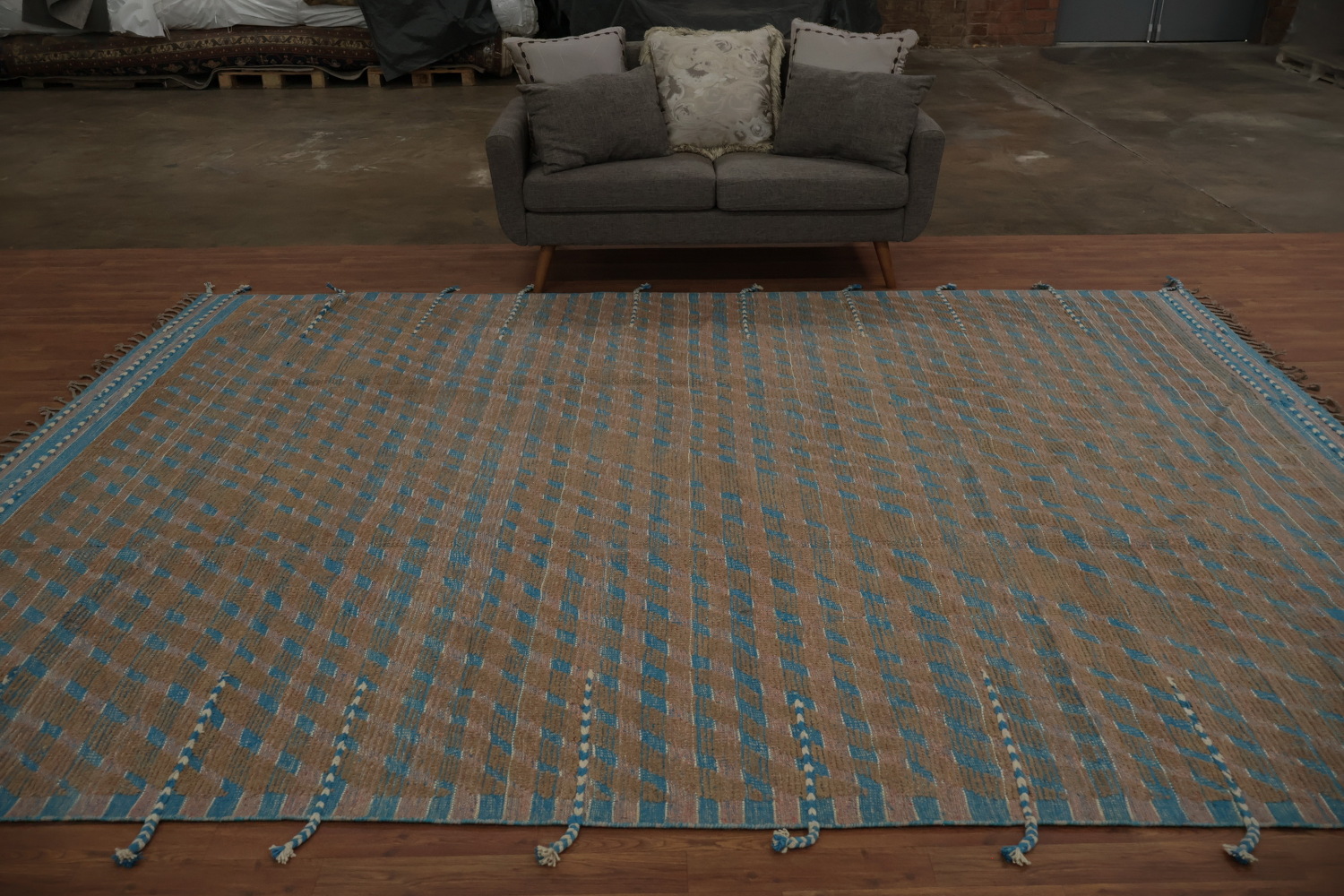 All-Over Striped Moroccan Oriental Area Rug 9x13