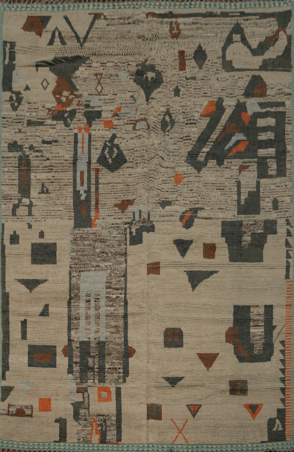 Earth Tone Wool Moroccan Abstract Area Rug 9x12