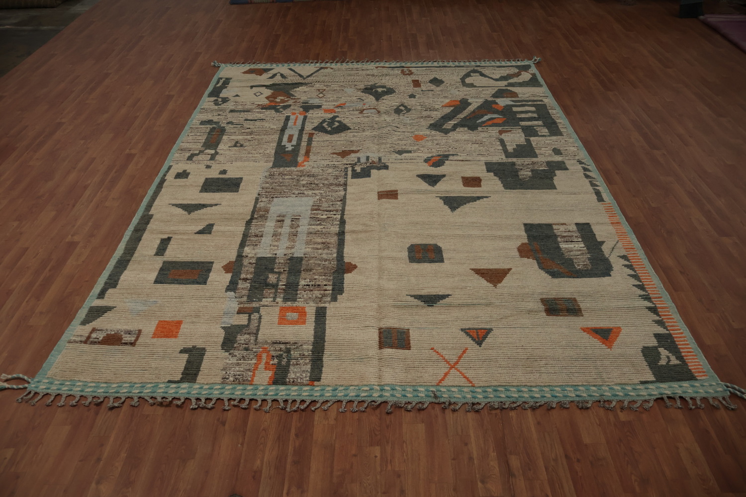 Earth Tone Wool Moroccan Abstract Area Rug 9x12