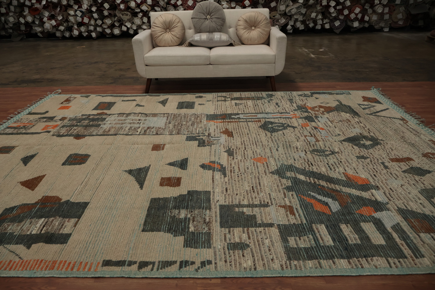 Earth Tone Wool Moroccan Abstract Area Rug 9x12