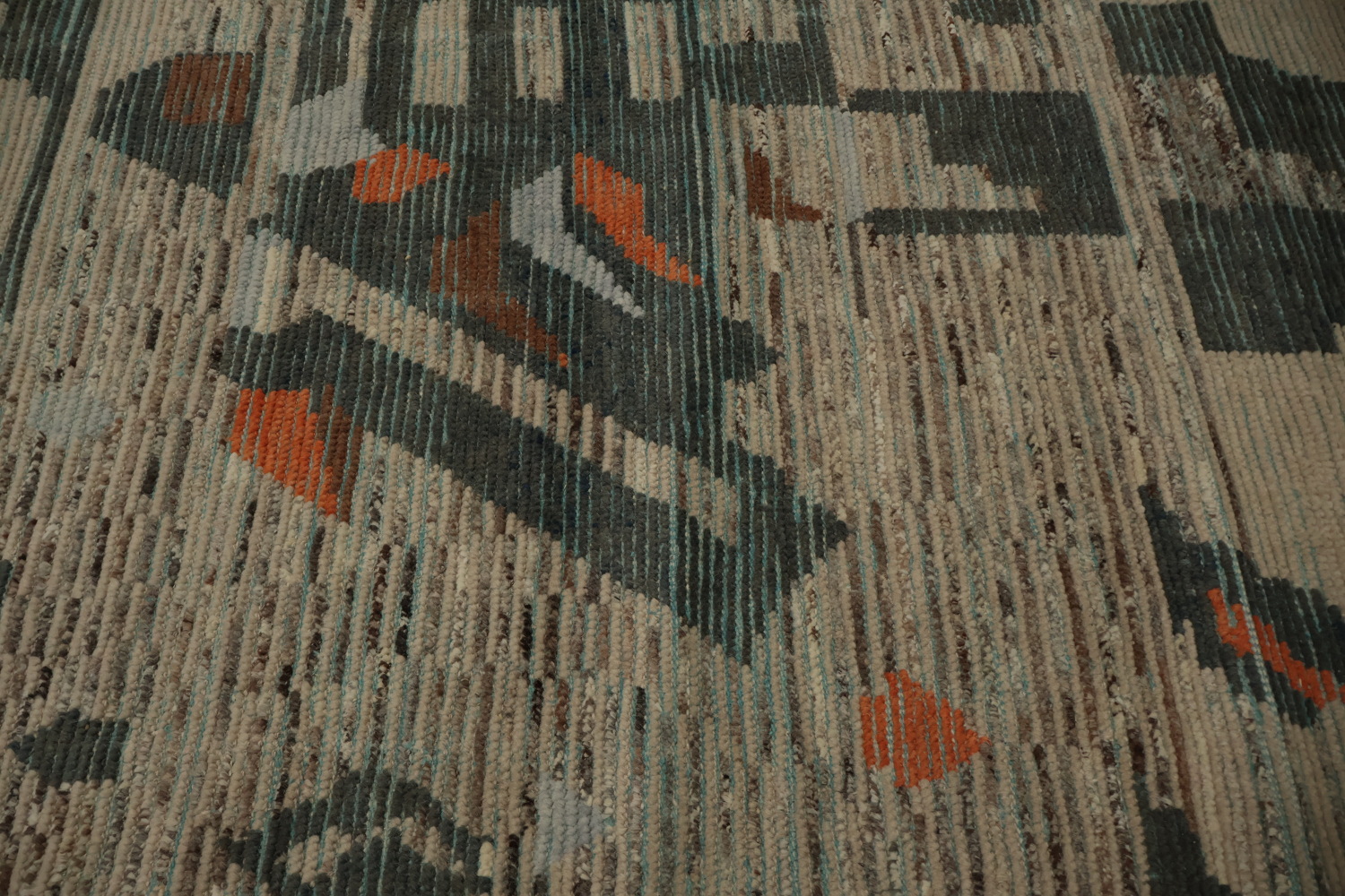 Earth Tone Wool Moroccan Abstract Area Rug 9x12