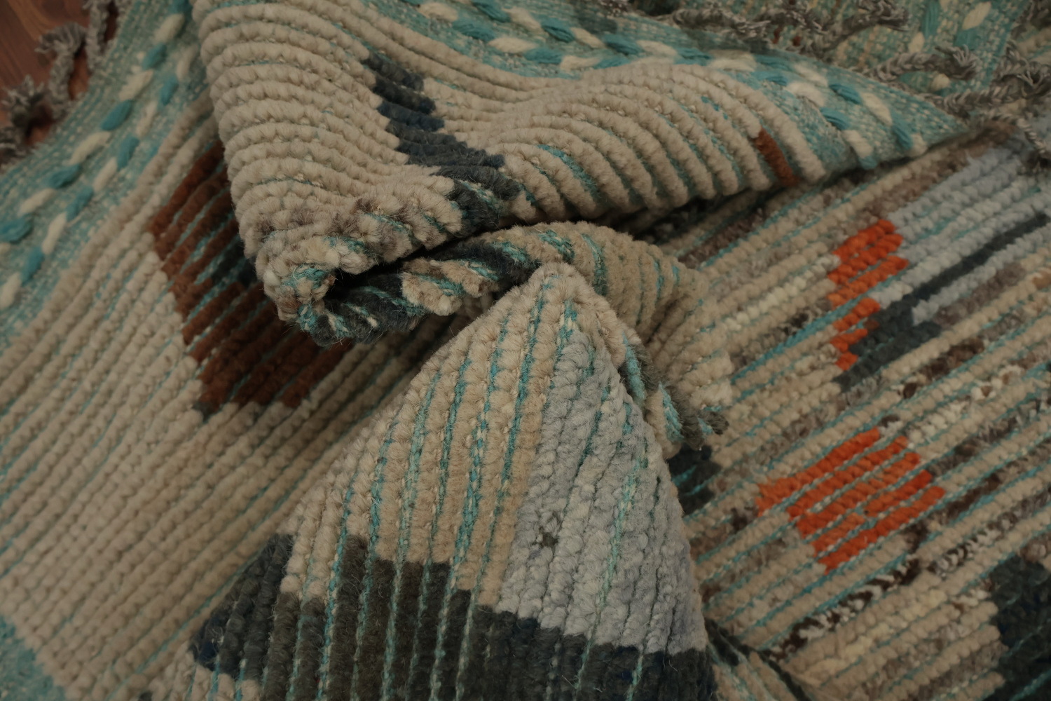 Earth Tone Wool Moroccan Abstract Area Rug 9x12