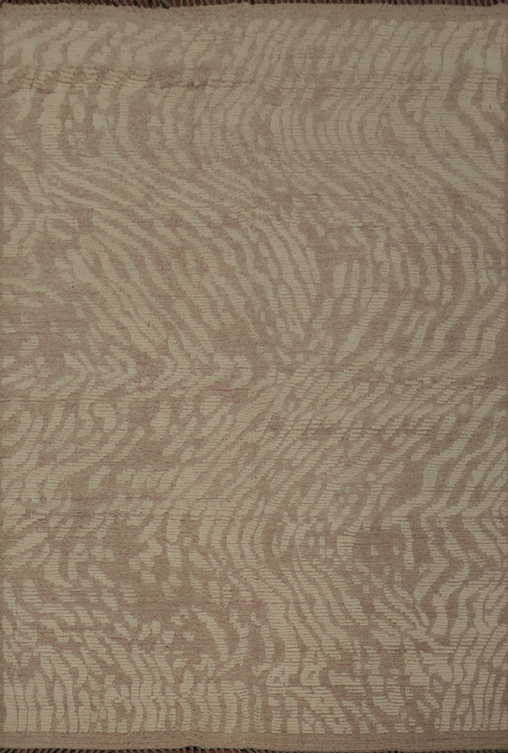 Sophisticated Moroccan Area Rug 8x10 with Wavy Zebra Stripes Design