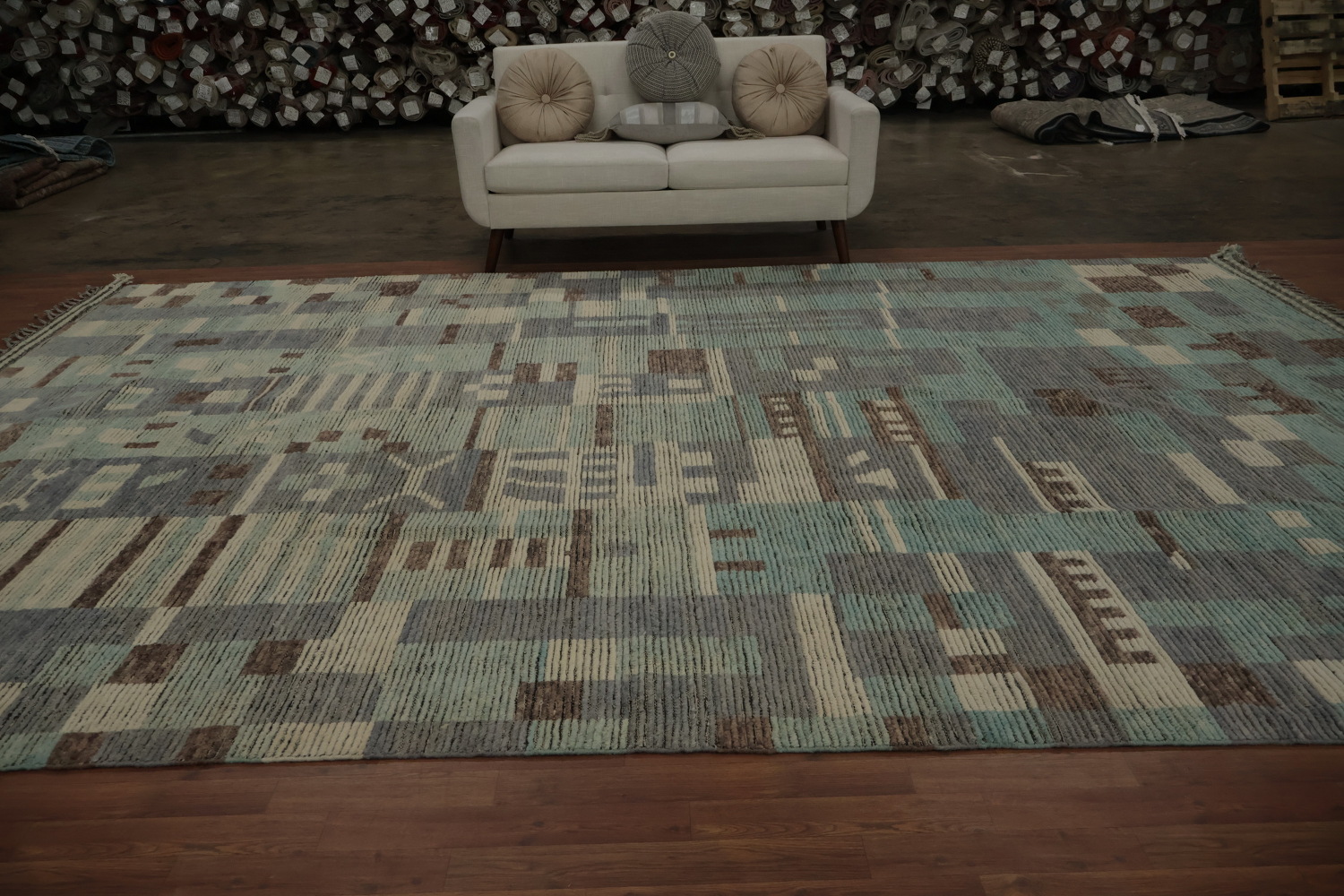 Geometric Grid Moroccan Large Rug 10x15 for Artistic Room Decor