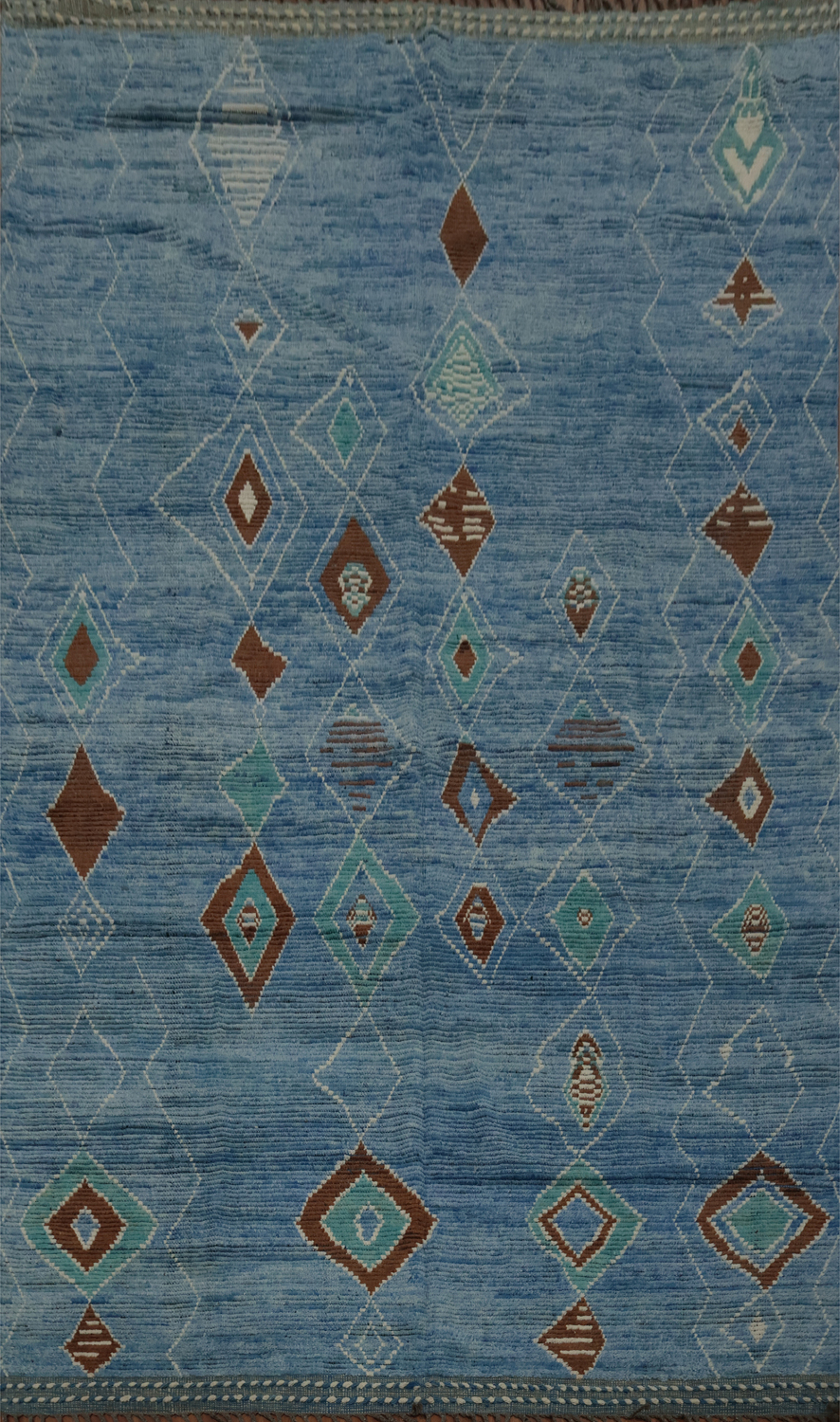 Earthy Blue Geometric Moroccan Abstract Rug 9x12