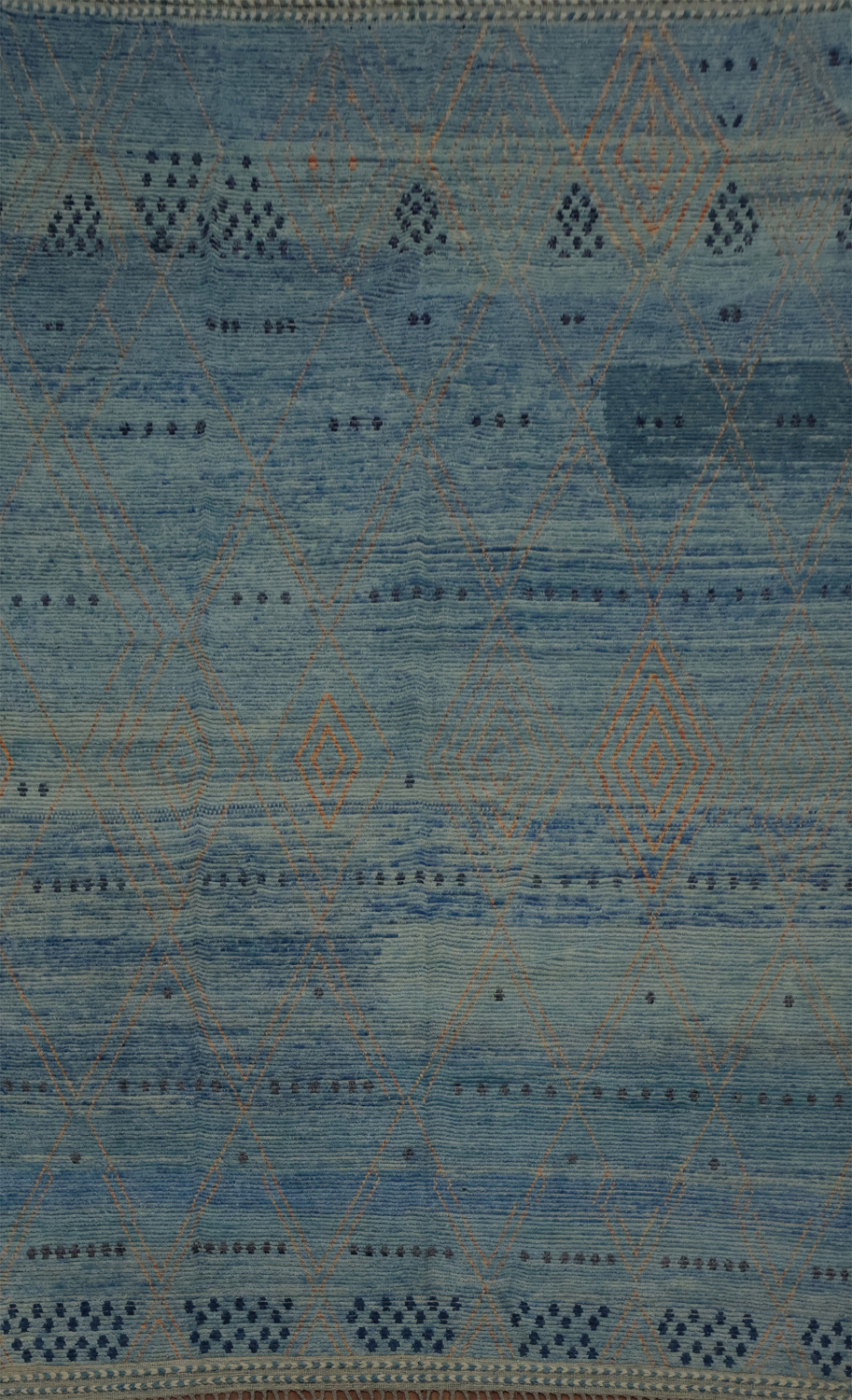 Blue Handmade Moroccan Oriental Large Rug 10x15