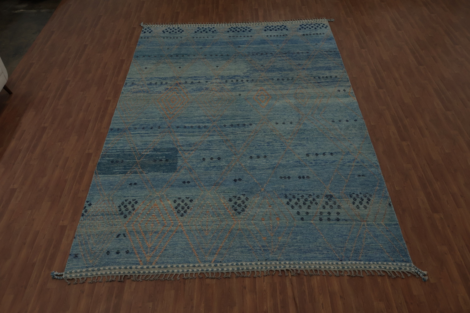 Blue Handmade Moroccan Oriental Large Rug 10x15