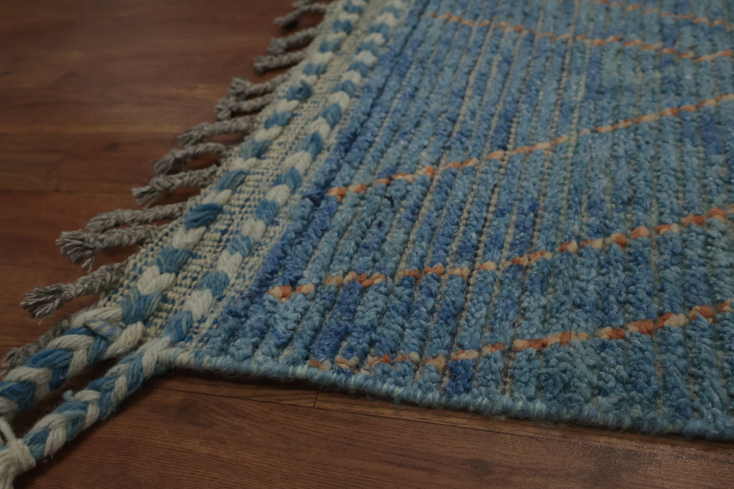 Blue Handmade Moroccan Oriental Large Rug 10x15
