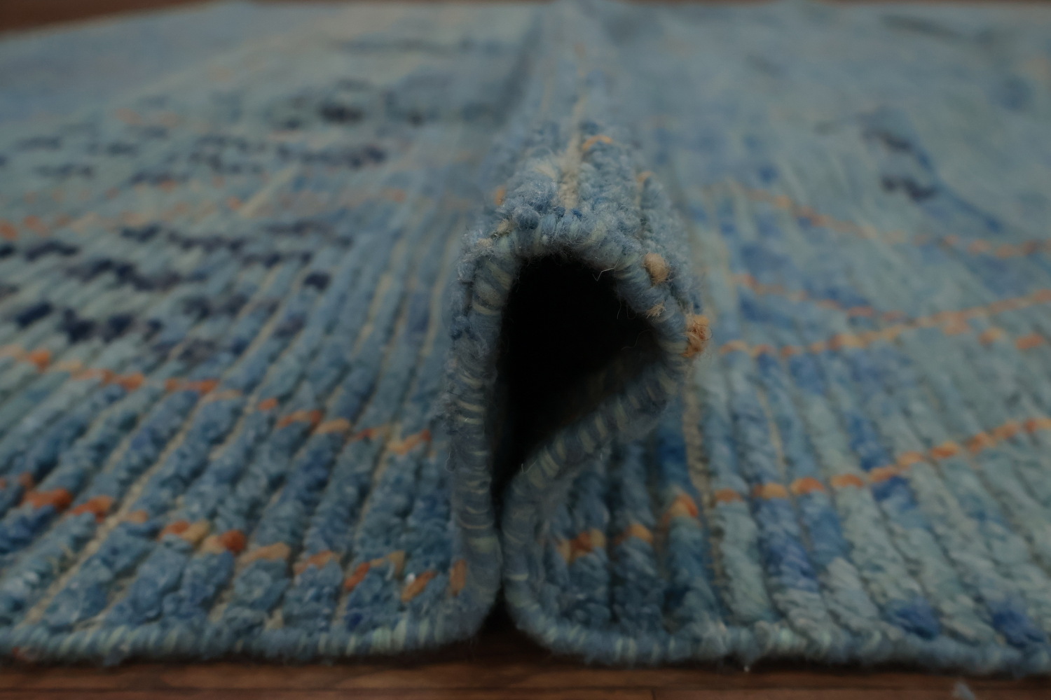 Blue Handmade Moroccan Oriental Large Rug 10x15