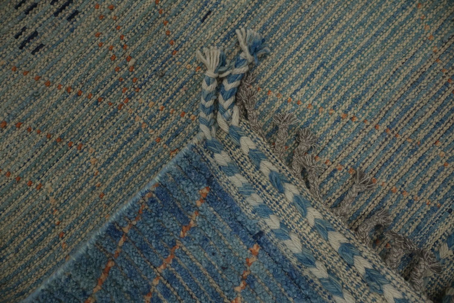 Blue Handmade Moroccan Oriental Large Rug 10x15