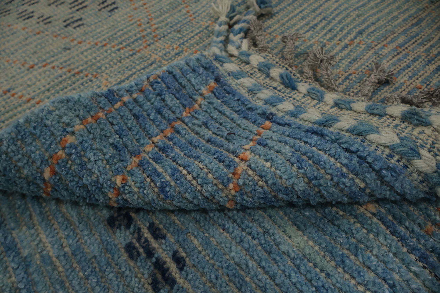 Blue Handmade Moroccan Oriental Large Rug 10x15