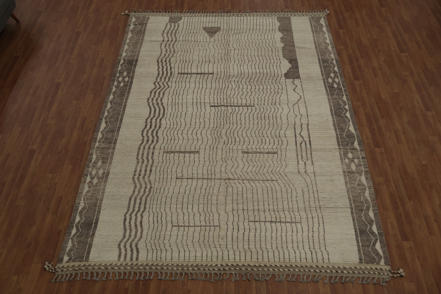 Earth Tone Wool Moroccan Modern Area Rug 9x12