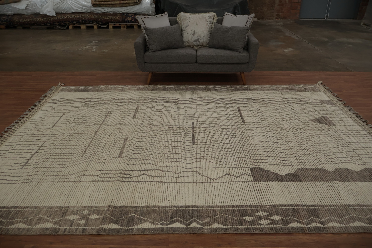 Earth Tone Wool Moroccan Modern Area Rug 9x12