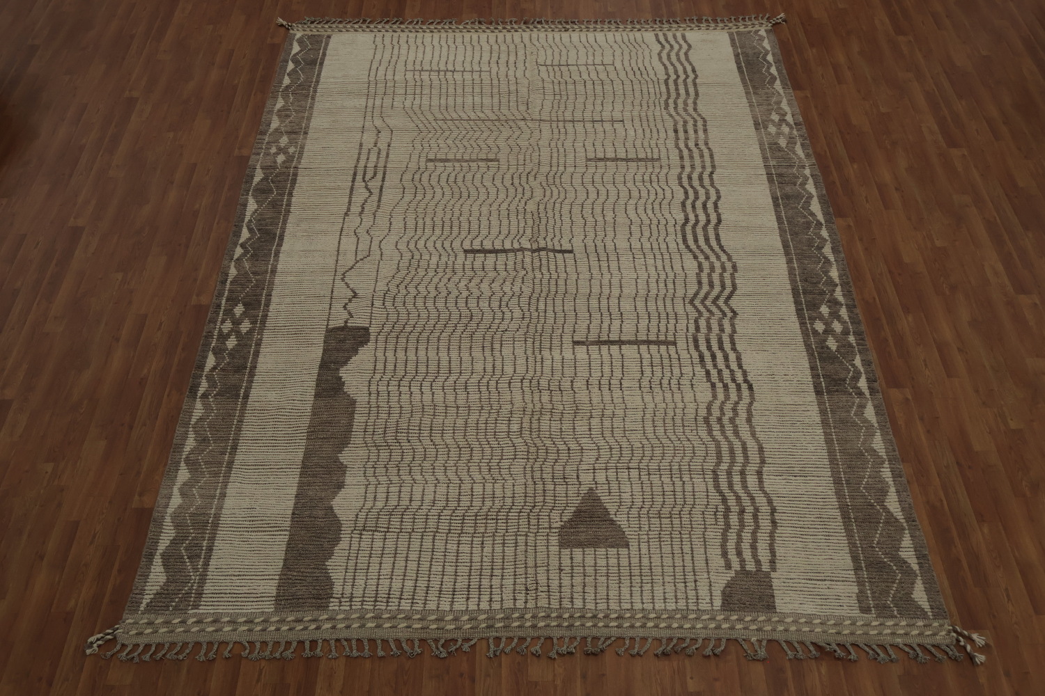 Earth Tone Wool Moroccan Modern Area Rug 9x12
