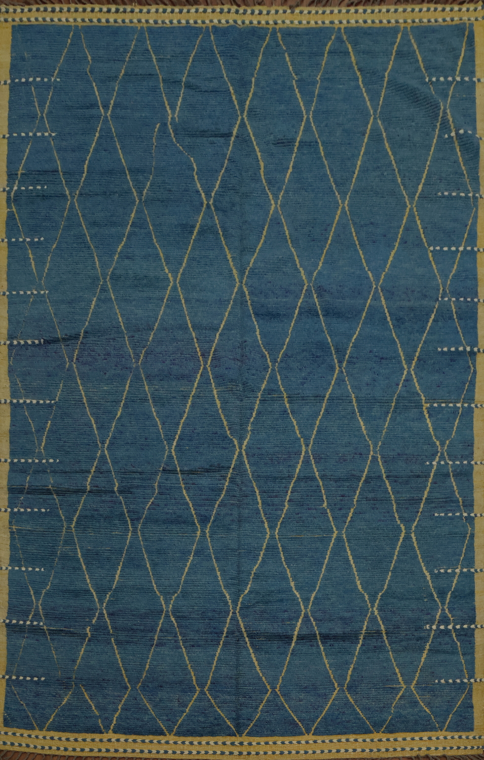 Contemporary Blue Moroccan Area Rug 9x13 with Subtle Tribal Flair