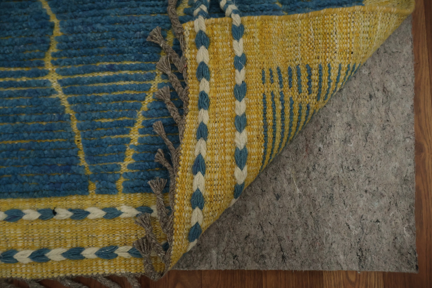 Contemporary Blue Moroccan Area Rug 9x13 with Subtle Tribal Flair