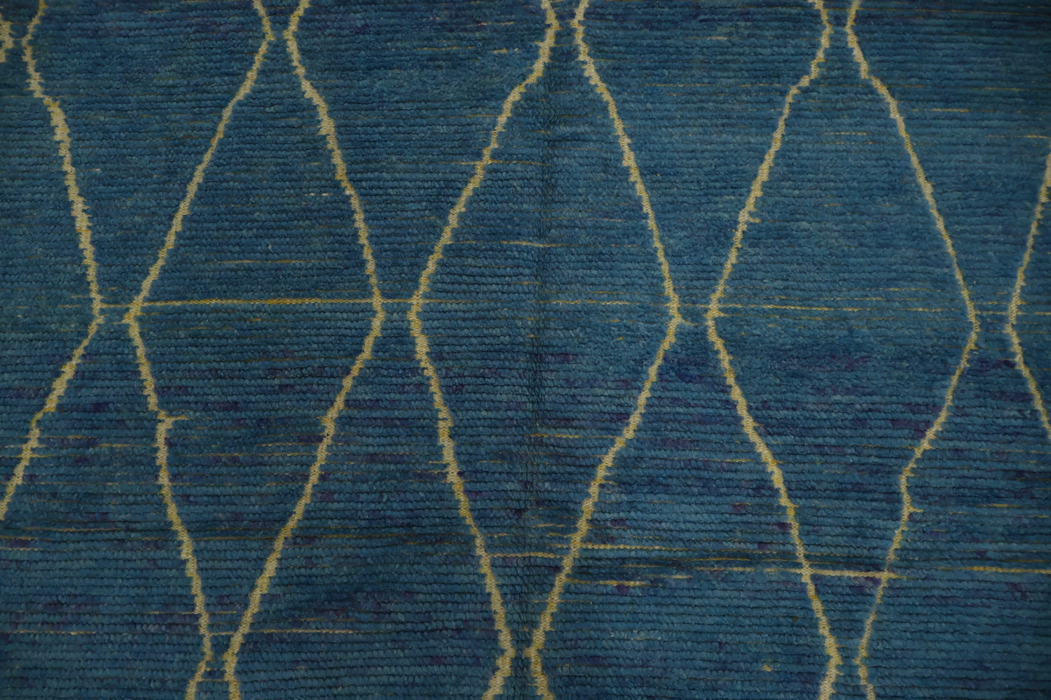 Contemporary Blue Moroccan Area Rug 9x13 with Subtle Tribal Flair