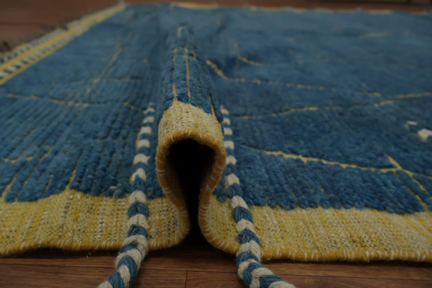 Contemporary Blue Moroccan Area Rug 9x13 with Subtle Tribal Flair