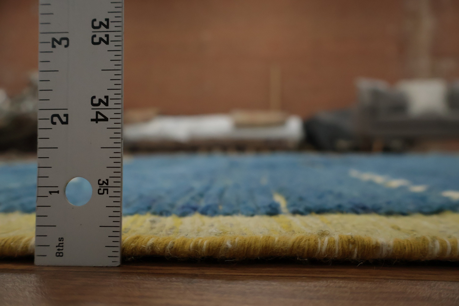 Contemporary Blue Moroccan Area Rug 9x13 with Subtle Tribal Flair