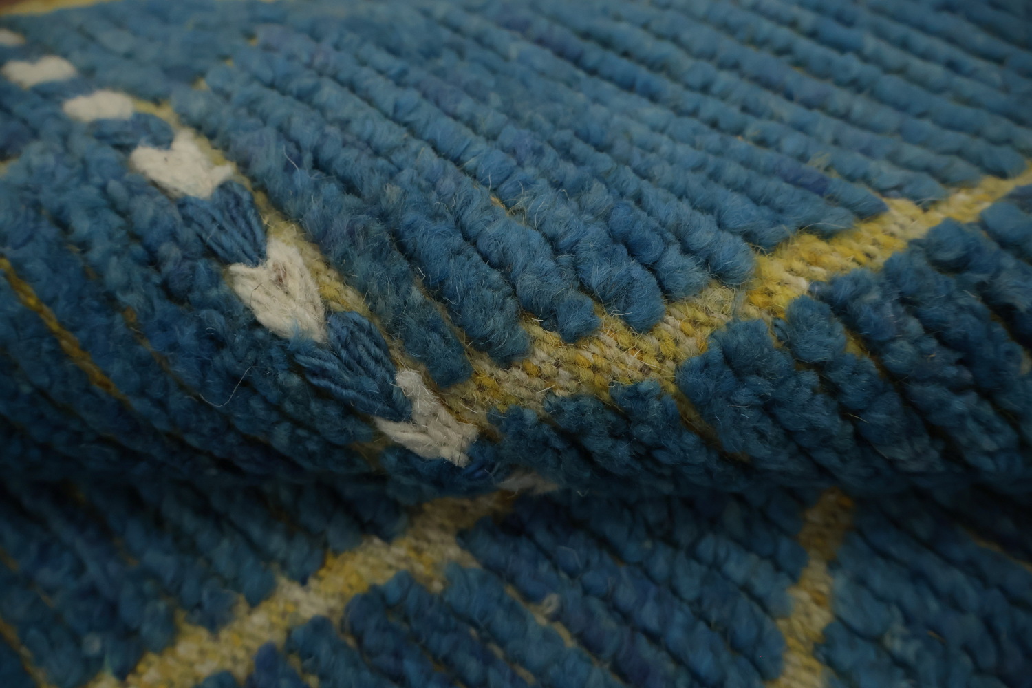 Contemporary Blue Moroccan Area Rug 9x13 with Subtle Tribal Flair