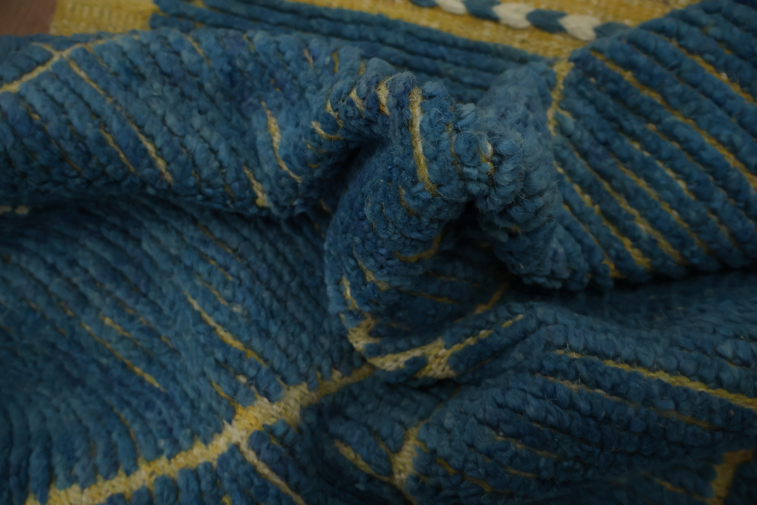 Contemporary Blue Moroccan Area Rug 9x13 with Subtle Tribal Flair