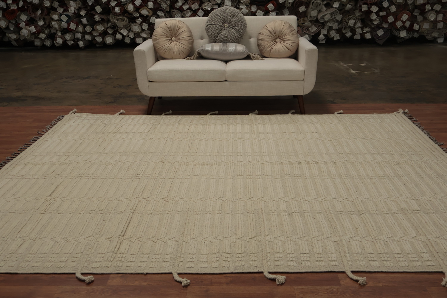 Earth Tone Wool Moroccan Living Room Rug 8x10