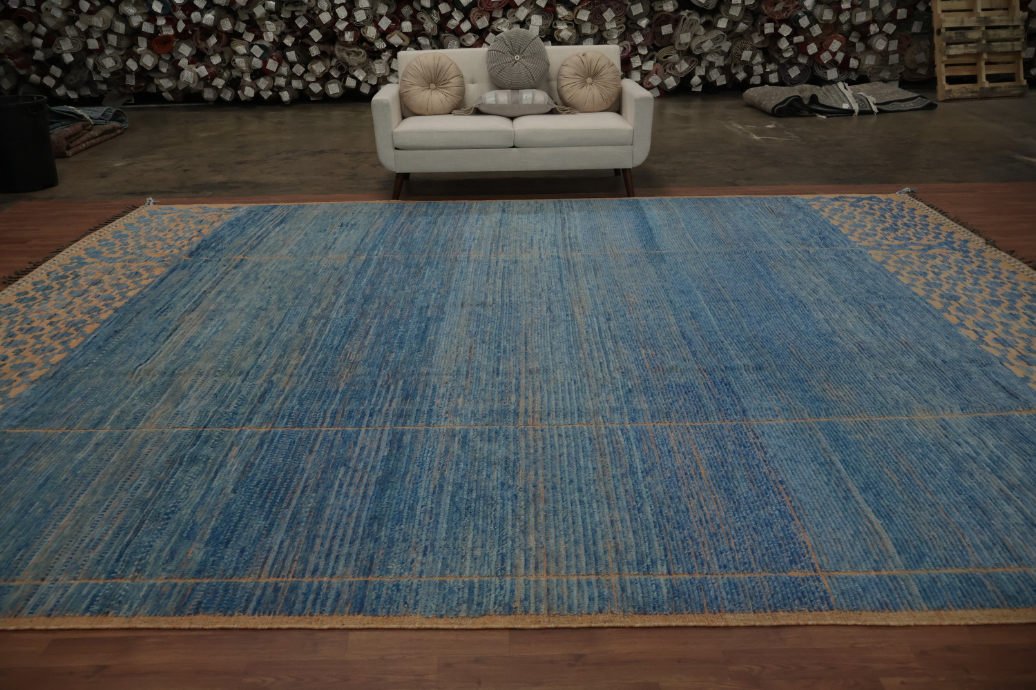 Stylish Blue Moroccan Large Rug 12x16 to Enhance Room Ambiance