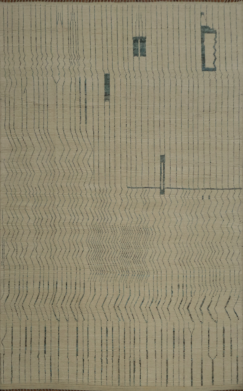 Elegant Moroccan Large Rug 12x15 Featuring Linear Abstract Art