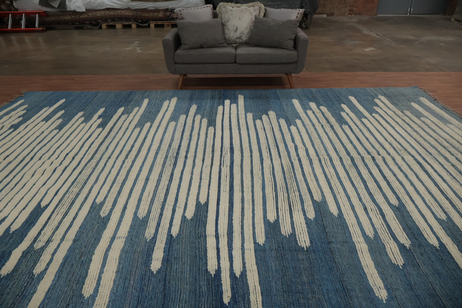 Stylish Modern Moroccan Large Rug 12x16 with Linear Abstract Design