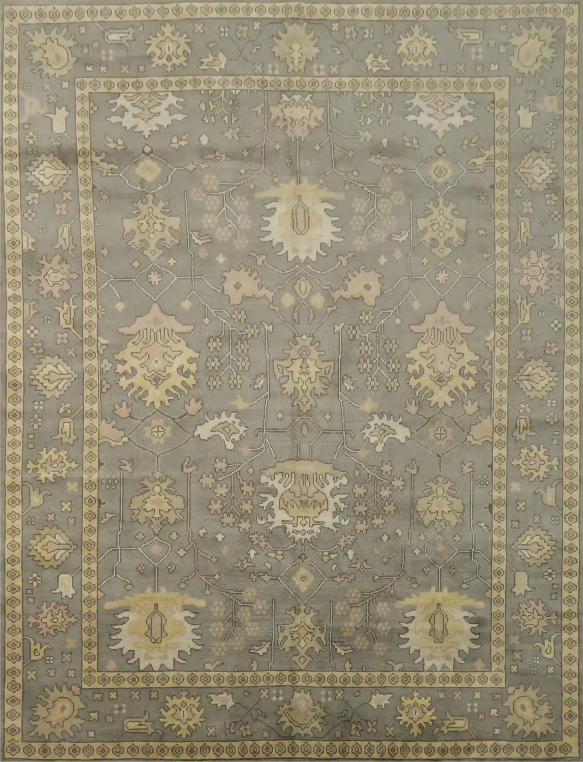 Vintage Inspired Grey Rug with Neutral and Warm Earthy Hues 9'x12'