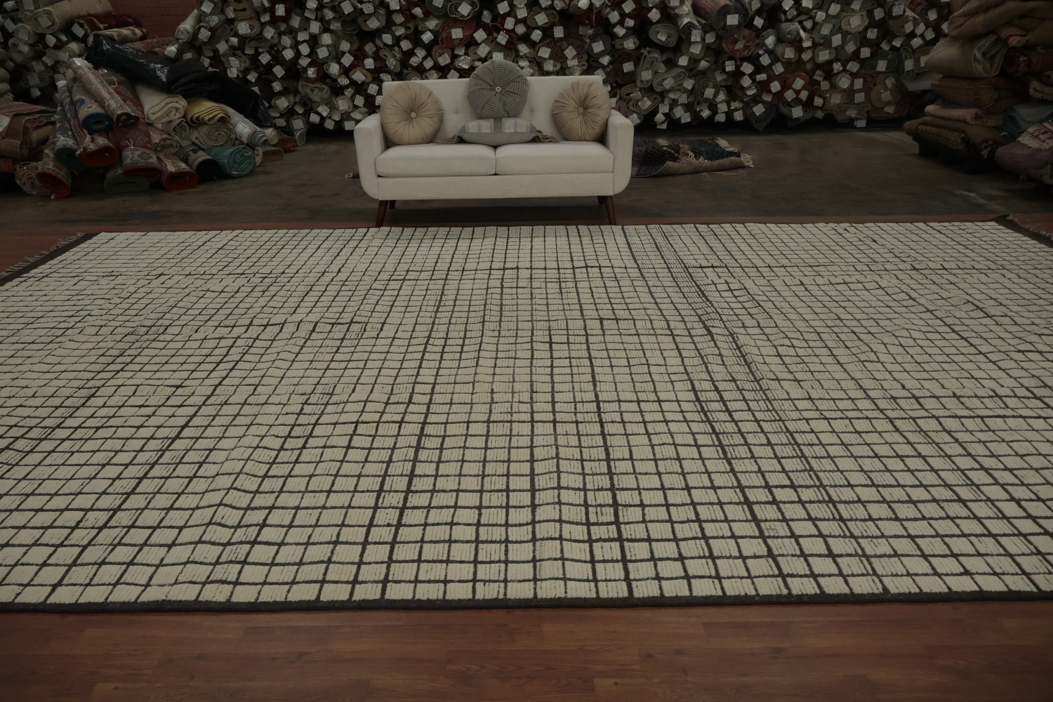 All-Over Checkered Moroccan Modern Large Rug 12x19
