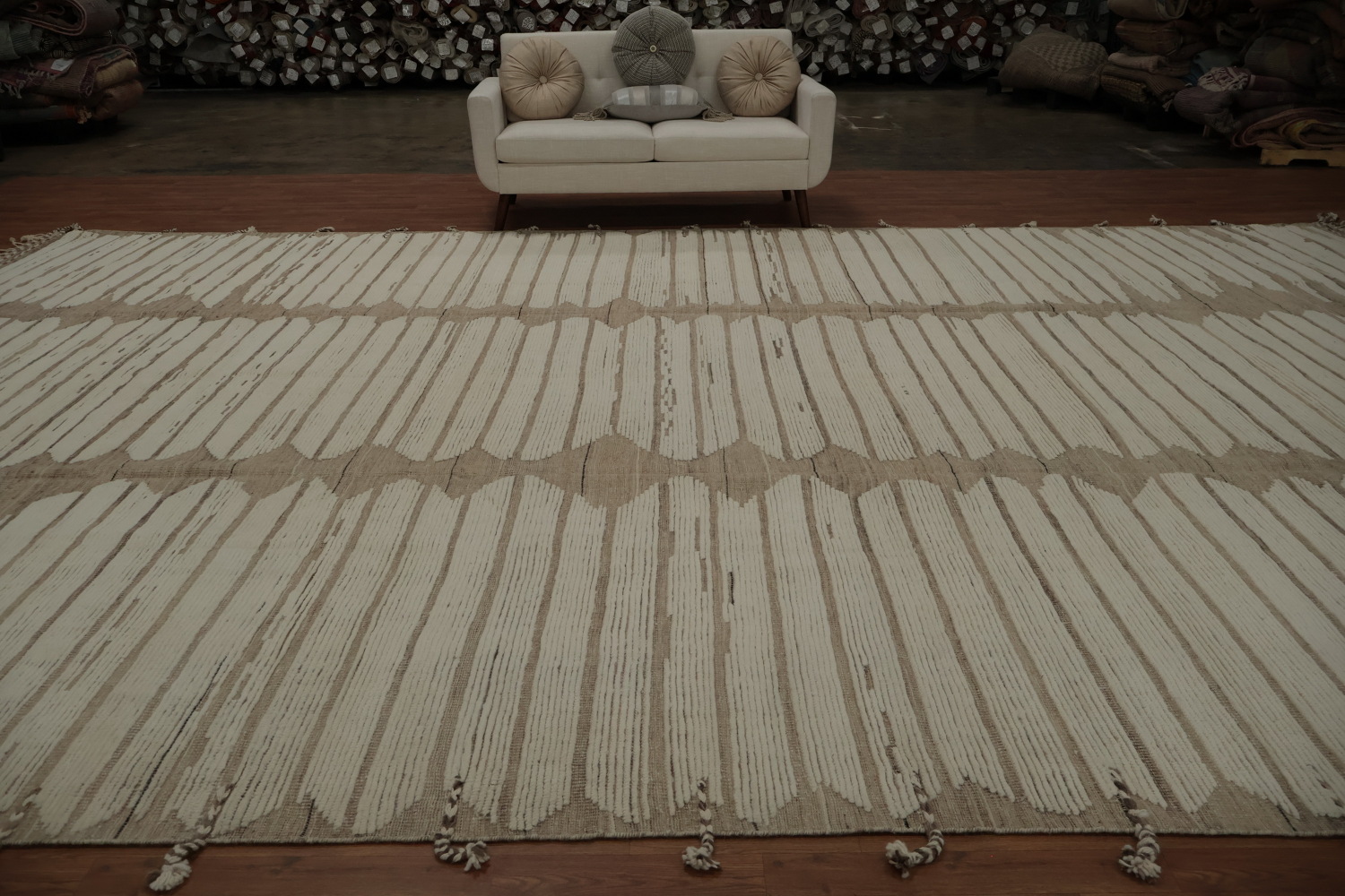 All-Over Striped Moroccan Handmade Large Rug 13x20